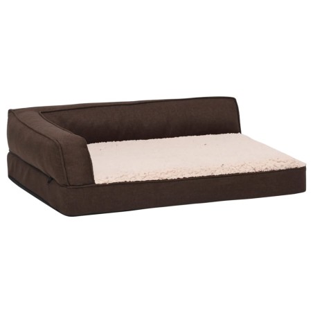 vidaXL Materasso Ergonomico per Cani 60x42cm Pile Effetto Lino Marrone