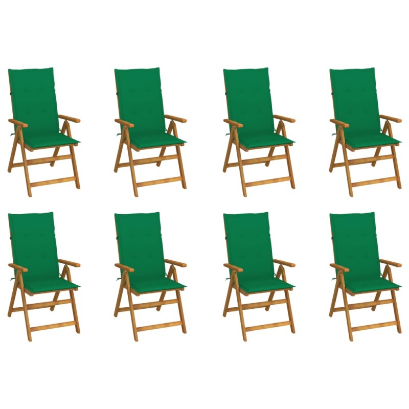 vidaXL Sedie da Giardino Pieghevoli con Cuscini 8 pz Massello Acacia vidaXL Sedie da Giardino Pieghevoli con Cuscini 8 pz Massello Acacia