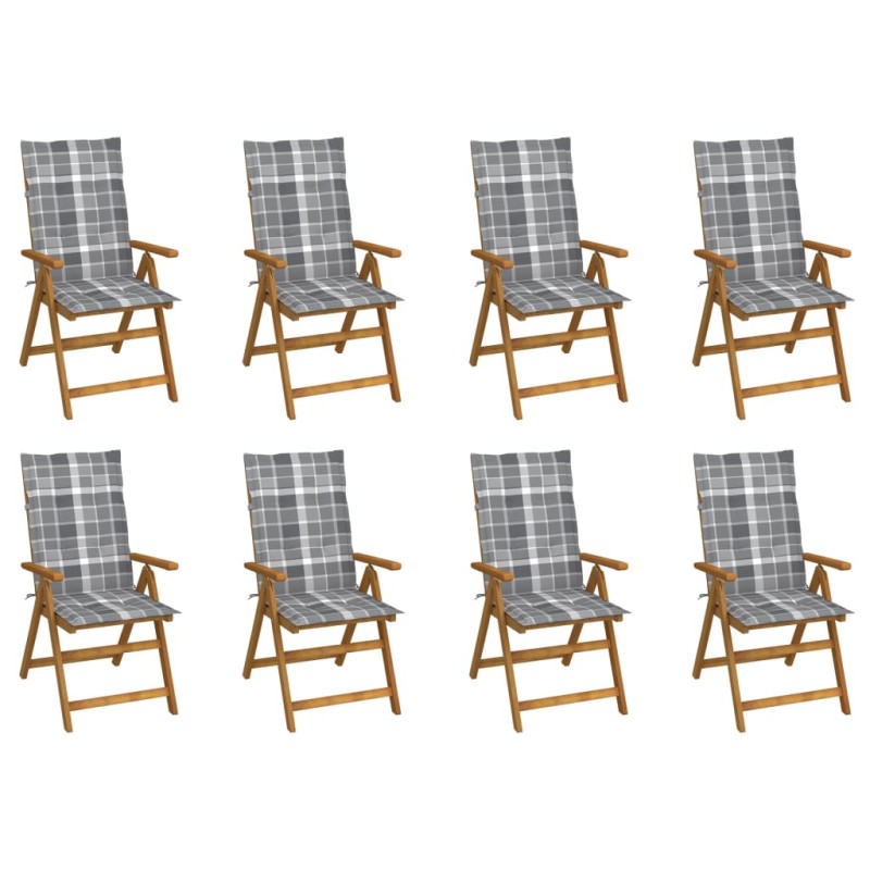 vidaXL Sedie da Giardino Pieghevoli con Cuscini 8 pz Massello Acacia vidaXL Sedie da Giardino Pieghevoli con Cuscini 8 pz Massello Acacia