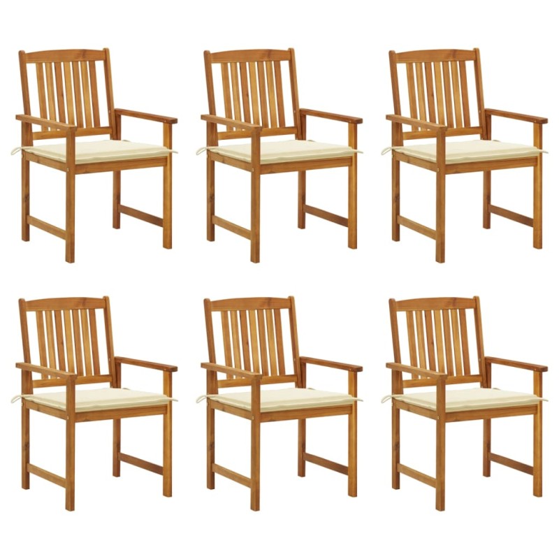 vidaXL Sedie da Giardino con Cuscini 6 pz in Legno Massello di Acacia vidaXL Sedie da Giardino con Cuscini 6 pz in Legno Massello di Acacia