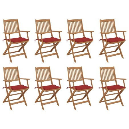 vidaXL Sedie da Giardino Pieghevoli 8 pz con Cuscini Massello Acacia