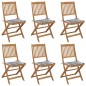 vidaXL Sedie da Giardino Pieghevoli 6 pz con Cuscini Massello Acacia vidaXL Sedie da Giardino Pieghevoli 6 pz con Cuscini Massello Acacia