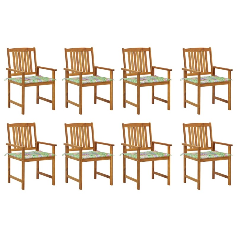 vidaXL Sedie da Giardino con Cuscini 8 pz in Legno Massello di Acacia vidaXL Sedie da Giardino con Cuscini 8 pz in Legno Massello di Acacia