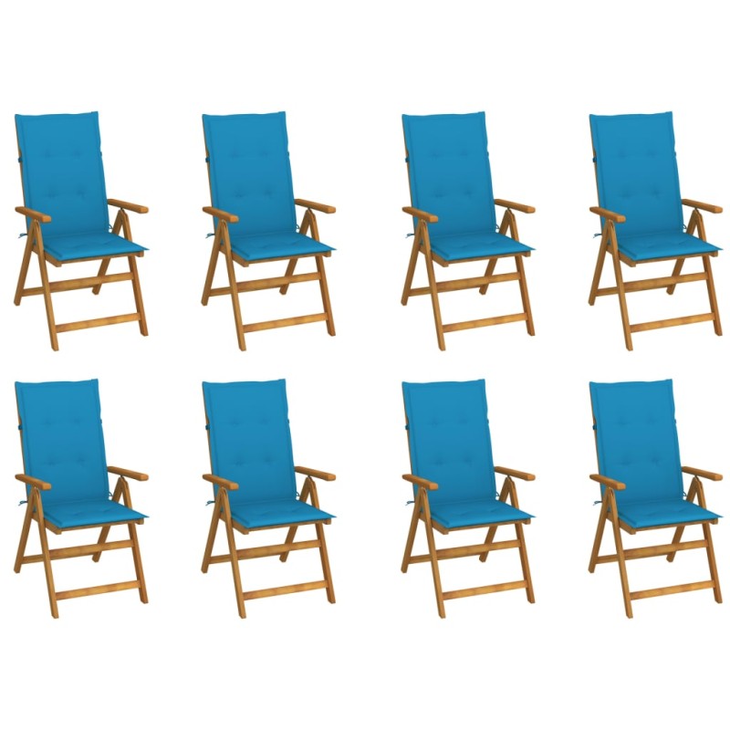 vidaXL Sedie da Giardino Pieghevoli con Cuscini 8 pz Massello Acacia vidaXL Sedie da Giardino Pieghevoli con Cuscini 8 pz Massello Acacia