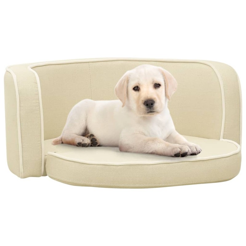 vidaXL Divano Cani Pieghevole Crema 76x71x30 cm Cuscino Lino Lavabile