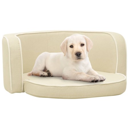 vidaXL Divano Cani Pieghevole Crema 76x71x30 cm Cuscino Lino Lavabile