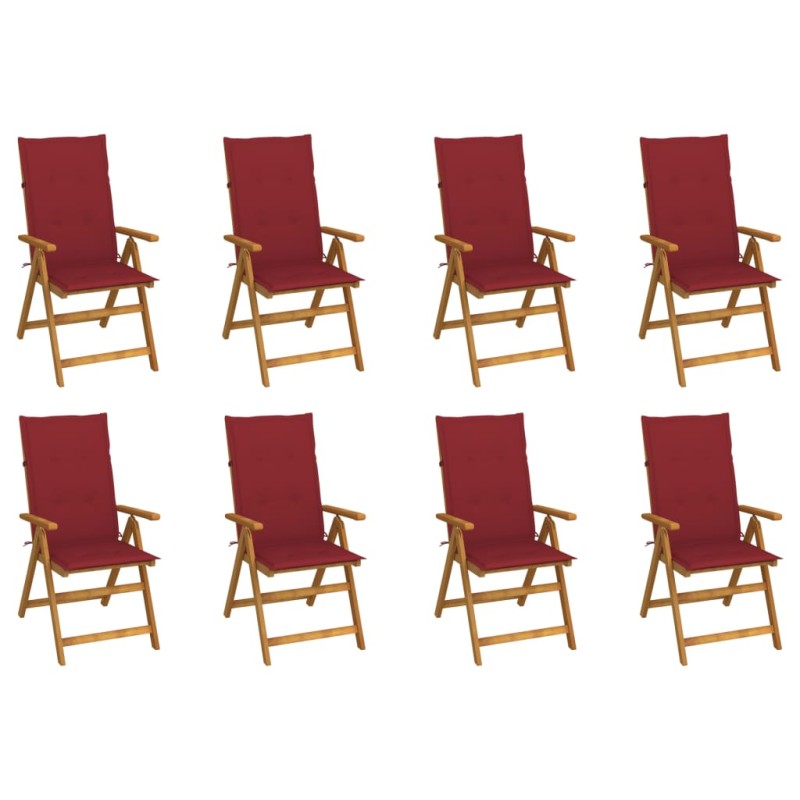 vidaXL Sedie da Giardino Pieghevoli con Cuscini 8 pz Massello Acacia vidaXL Sedie da Giardino Pieghevoli con Cuscini 8 pz Massello Acacia
