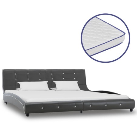 vidaXL Letto con Materasso Memory Foam Grigio in Similpelle 180x200 cm