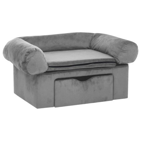 vidaXL Divano per Cani con Cassetto Grigio 75x50x38 cm in Peluche