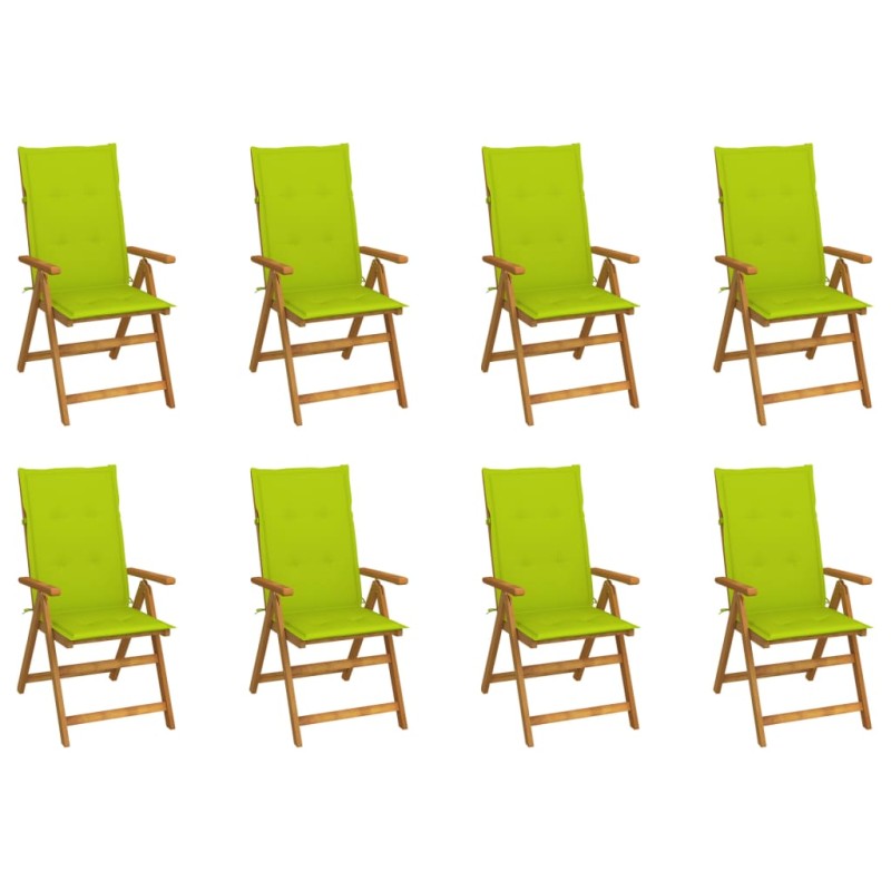 vidaXL Sedie da Giardino Pieghevoli con Cuscini 8 pz Massello Acacia vidaXL Sedie da Giardino Pieghevoli con Cuscini 8 pz Massello Acacia