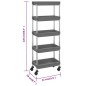 vidaXL Carrello da Cucina 5 Ripiani Grigio 42x29x128 cm Ferro e ABS vidaXL Carrello da Cucina 5 Ripiani Grigio 42x29x128 cm Ferro e ABS