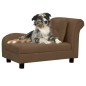 vidaXL Divano per Cani con Cuscino Marrone 83x44x44 cm in Peluche vidaXL Divano per Cani con Cuscino Marrone 83x44x44 cm in Peluche