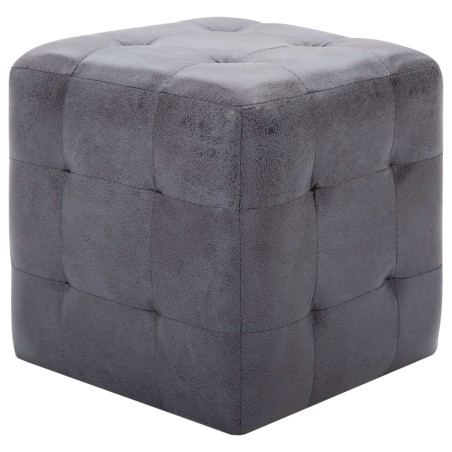 vidaXL Pouf 2 pz Grigio 30x30x30 cm in Similpelle Scamosciata 