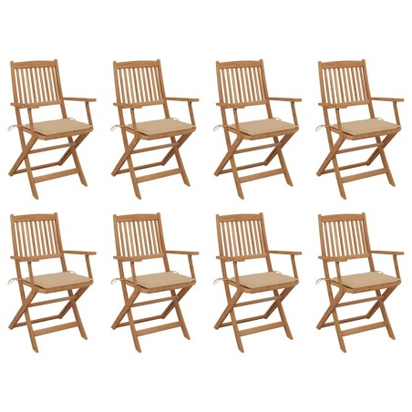 vidaXL Sedie da Giardino Pieghevoli 8 pz con Cuscini Massello Acacia