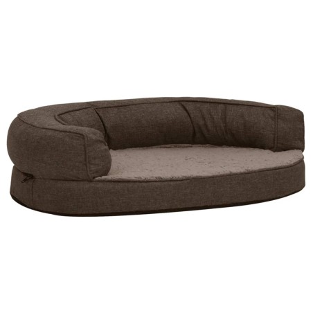 vidaXL Materasso Ergonomico per Cani 75x53cm Pile Effetto Lino Marrone