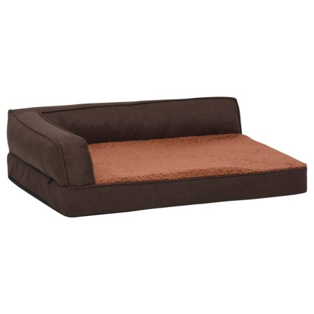 vidaXL Materasso Ergonomico per Cani 75x53cm Pile Effetto Lino Marrone
