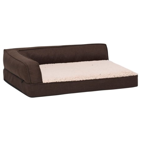 vidaXL Materasso Ergonomico per Cani 75x53cm Pile Effetto Lino Marrone