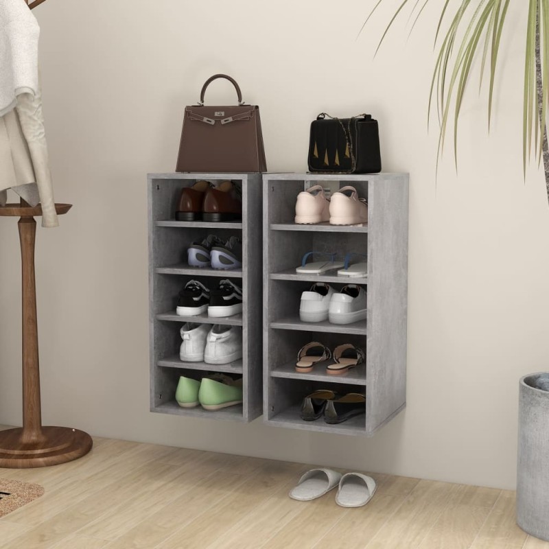 vidaXL Scarpiere 2 pz Grigio Cemento 31,5x35x70 cm in Truciolato vidaXL Scarpiere 2 pz Grigio Cemento 31,5x35x70 cm in Truciolato