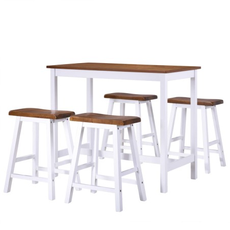 vidaXL Set Tavolo da Bar e Sgabelli 5 pz in Legno Massello
