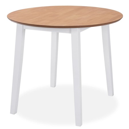 vidaXL Set da Pranzo 5 pz in MDF e Legno di Hevea Bianco