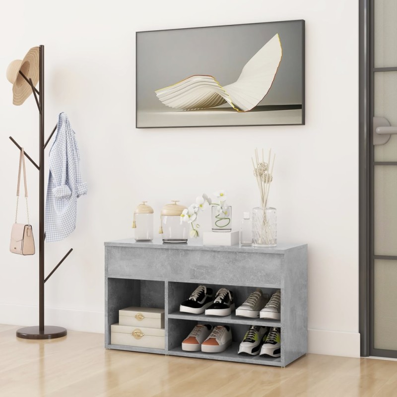 vidaXL Panca Portascarpe Grigio Cemento 80x30x45 cm in Truciolato vidaXL Panca Portascarpe Grigio Cemento 80x30x45 cm in Truciolato