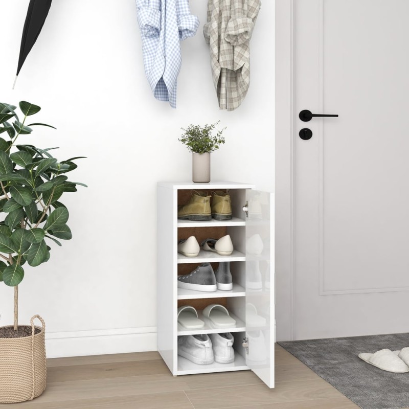vidaXL Scarpiera Bianco Lucido 32x35x70 cm in Truciolato vidaXL Scarpiera Bianco Lucido 32x35x70 cm in Truciolato