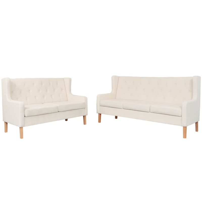 vidaXL Set Divani 2 pz in Tessuto Bianco Crema vidaXL Set Divani 2 pz in Tessuto Bianco Crema