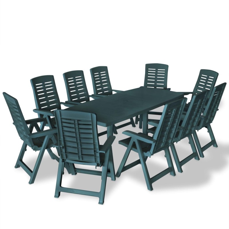 vidaXL Set da Pranzo da Giardino 11 pz in Plastica Verde vidaXL Set da Pranzo da Giardino 11 pz in Plastica Verde