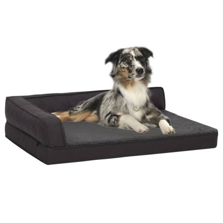 vidaXL Materasso Ergonomico per Cani 60x42 cm Pile Effetto Lino Nero