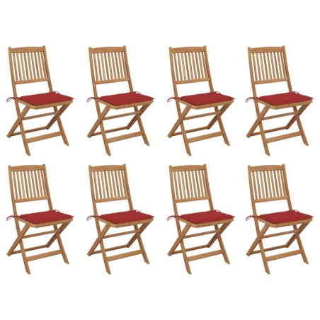 vidaXL Sedie da Giardino Pieghevoli 8 pz con Cuscini Massello Acacia
