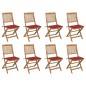 vidaXL Sedie da Giardino Pieghevoli 8 pz con Cuscini Massello Acacia vidaXL Sedie da Giardino Pieghevoli 8 pz con Cuscini Massello Acacia