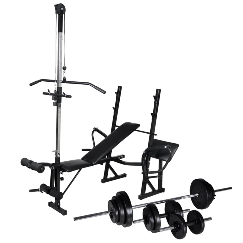vidaXL Panca Multifunzione con Bilanciere e Set di Manubri 30,5 kg vidaXL Panca Multifunzione con Bilanciere e Set di Manubri 30,5 kg