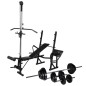 vidaXL Panca Multifunzione con Bilanciere e Set di Manubri 30,5 kg vidaXL Panca Multifunzione con Bilanciere e Set di Manubri 30,5 kg