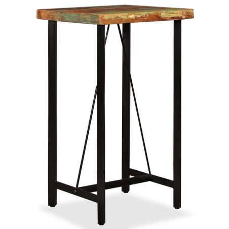 vidaXL Set da Bar 3 pz Legno Massello di Recupero Vera Pelle e Tessuto