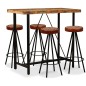 vidaXL Set da Bar 5 pz Legno Massello di Recupero Vera Pelle e Tessuto vidaXL Set da Bar 5 pz Legno Massello di Recupero Vera Pelle e Tessuto