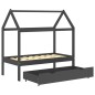vidaXL Giroletto Bambini Cassetto Grigio Scuro Pino Massello 70x140 cm