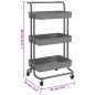vidaXL Carrello da Cucina 3 Ripiani Grigio 42x35x85 cm Ferro e ABS vidaXL Carrello da Cucina 3 Ripiani Grigio 42x35x85 cm Ferro e ABS