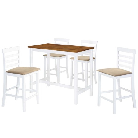 vidaXL Set Tavolo e Sedie da Bar 5 pz Legno Massello Marrone e Bianco