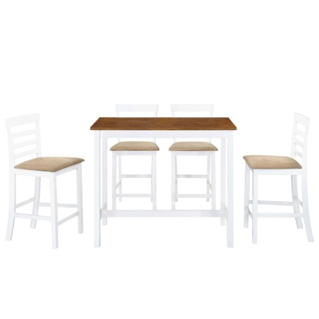 vidaXL Set Tavolo e Sedie da Bar 5 pz Legno Massello Marrone e Bianco