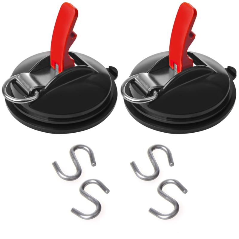 ProPlus Ventose di Fissaggio 2 pz con Anelli e 4 Ganci a S ProPlus Ventose di Fissaggio 2 pz con Anelli e 4 Ganci a S