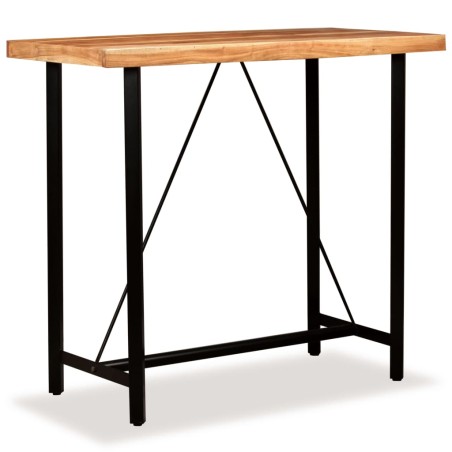 vidaXL Set da Bar 5 pz in Legno Massello Acacia in Vera Pelle e Tela