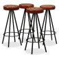 vidaXL Set da Bar 5 pz in Legno Massello Acacia in Vera Pelle e Tela vidaXL Set da Bar 5 pz in Legno Massello Acacia in Vera Pelle e Tela