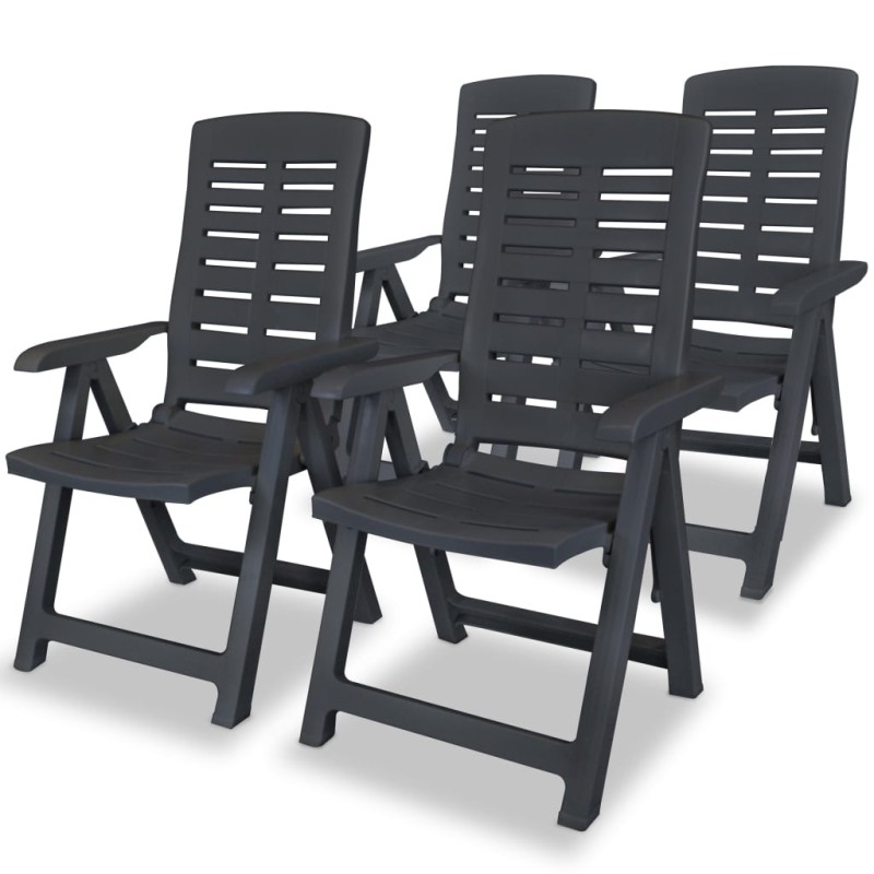 vidaXL Sedie Reclinabili Giardino 4 pz in Plastica Antracite vidaXL Sedie Reclinabili Giardino 4 pz in Plastica Antracite