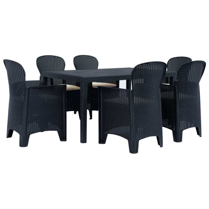 vidaXL Set Pranzo da Giardino 7 pz in Plastica Antracite Stile Rattan vidaXL Set Pranzo da Giardino 7 pz in Plastica Antracite Stile Rattan