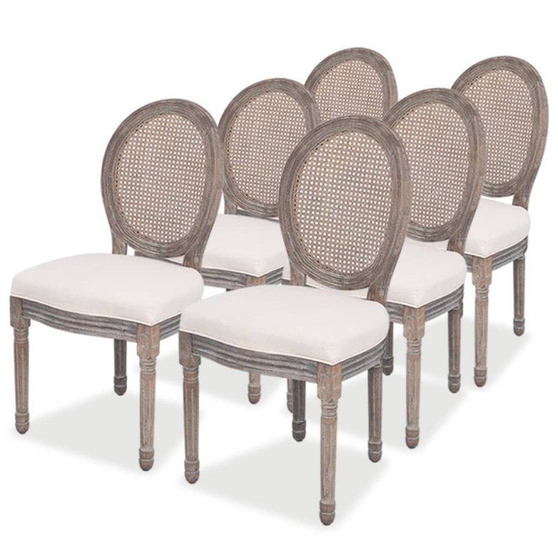 vidaXL Sedie da Pranzo 6 pz Crema in Tessuto vidaXL Sedie da Pranzo 6 pz Crema in Tessuto