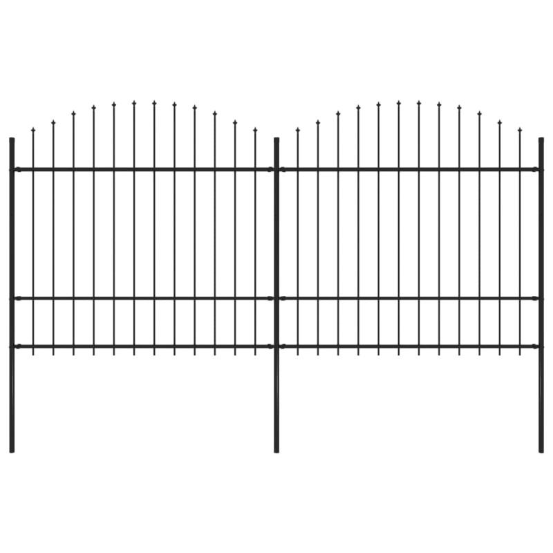 vidaXL Recinzione Giardino Punta a Lancia (1,5-1,75)x3,4m Acciaio Nera vidaXL Recinzione Giardino Punta a Lancia (1,5-1,75)x3,4m Acciaio Nera