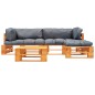 vidaXL Set Divani da Giardino su Pallet 4 pz con Cuscini Grigi Legno vidaXL Set Divani da Giardino su Pallet 4 pz con Cuscini Grigi Legno