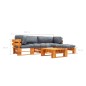 vidaXL Set Divani da Giardino su Pallet 4 pz con Cuscini Grigi Legno vidaXL Set Divani da Giardino su Pallet 4 pz con Cuscini Grigi Legno
