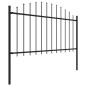 vidaXL Recinzione Giardino Punta a Lancia (1,25-1,5)x3,4m Acciaio Nero vidaXL Recinzione Giardino Punta a Lancia (1,25-1,5)x3,4m Acciaio Nero