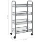vidaXL Carrello da Cucina con 4 Ripiani Grigio 46x26x64 cm in Ferro vidaXL Carrello da Cucina con 4 Ripiani Grigio 46x26x64 cm in Ferro